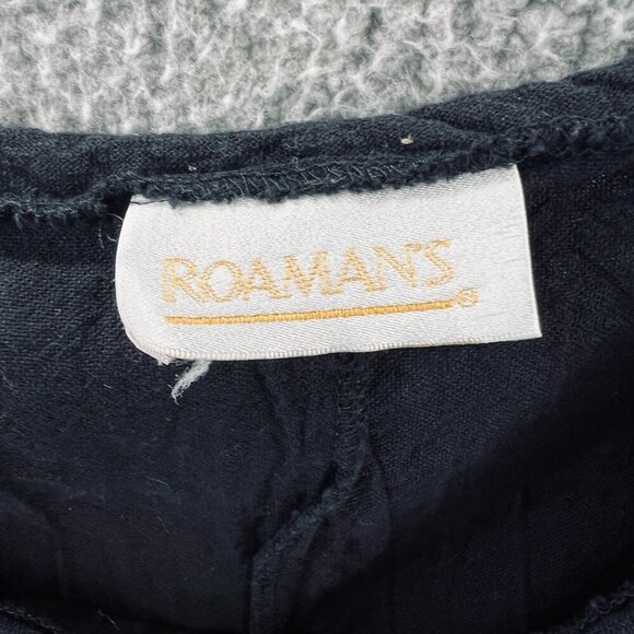 Roamans Women Top Large Black 100% Cotton Pullover Short Sleeveless Beaded Shirt - Picture 4 of 7